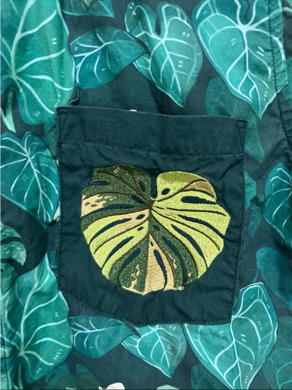 Morning Witch Dark Jungle Monstera Embroidered Button Down Shirt Mens Womens - Picture 3 of 8